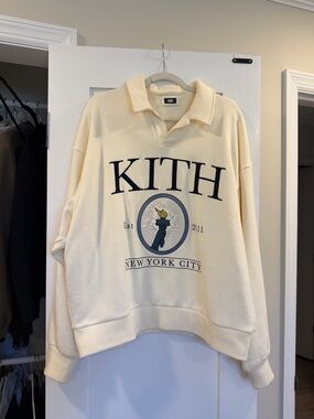 Kith Cream Pullover with Black Logo Tag
